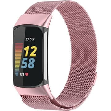 GS Milanski pašček za Fitbit Charge 5, roza