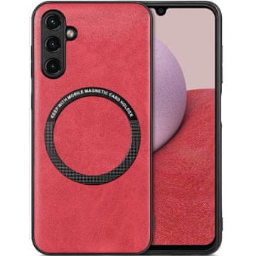 GS Usnjen hibridni ovitek MagSafe za Samsung Galaxy A14 5G, rdeč