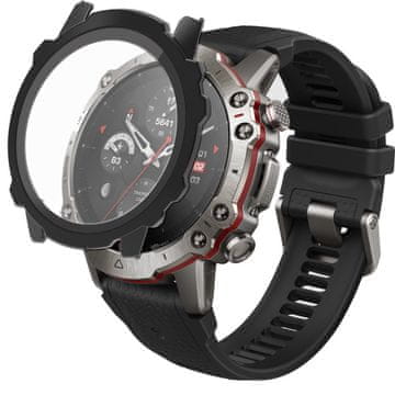 GS Ovitek 2 v 1 + kaljeno steklo za Amazfit Falcon, črn