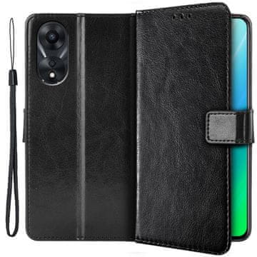 GS Ovitek s preklopom za Oppo A78 5G, denarnica Crazy Horse, črna