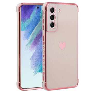 GS Ovitek za Samsung Galaxy S21 FE, elektro srce, roza zlata