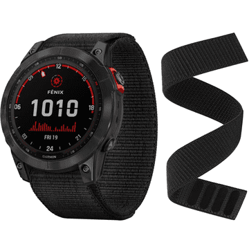 GS Najlonski trak za Garmin Fenix 3/3HR/5X/6X/6X Pro/7X/7X Solar, črn