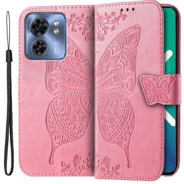 GS Ovitek za Motorola Edge 40, metulj, roza