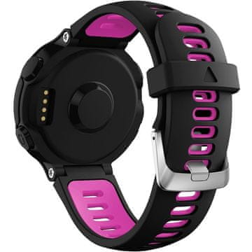GS Silikonski pašček za Garmin Forerunner 220/230/235/620/630/735/735XT, črn/roza