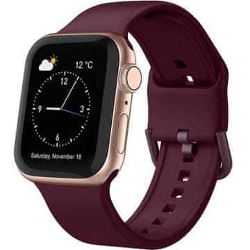 GS Silikonski pašček za Apple Watch 1/2/3/4/5/6/7/8/9/10/11/SE Ultra 1/2/3 42/44/45/46/49 mm, bordo