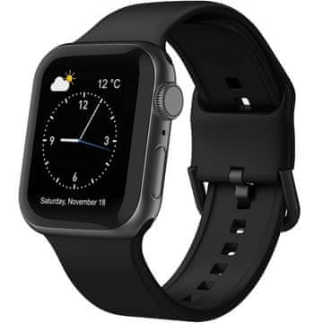 GS Silikonski pašček za Apple Watch 1/2/3/4/5/6/7/8/9/10/11/SE Ultra 1/2/3 42/44/45/46/49 mm, črne barve