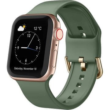 GS Silikonski pašček za Apple Watch 1/2/3/4/5/6/7/8/9/10/11/SE Ultra 1/2/3 42/44/45/46/49 mm, zelen