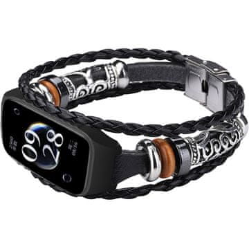 GS Usnjen pašček za Xiaomi Redmi Smart Band 2 / Xiaomi Smart Mi Band 8 Active, črne barve