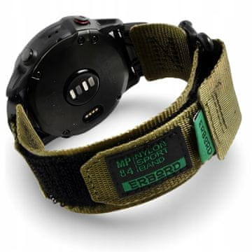 Overboard Najlonski pašček MP84 Quickfit za Garmin Fenix 5/6/6 PRO/7 Forerunner 965/955/945, zelen, velikost M/L