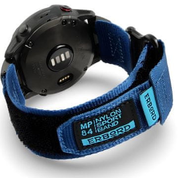 Overboard Najlonski pašček MP84 Quickfit za Garmin Fenix 5/6/6 PRO/7 Forerunner 965/955/945, moder, velikost M/L
