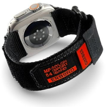 Overboard Najlonski pašček MP84 za Apple Watch 1/2/3/4/5/6/7/8/9/10/11/SE Ultra 1/2/3 42/44/45/46/49 mm, črne barve