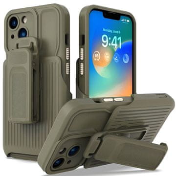 GS Ovitek Armor s sponko za pas za iPhone 14, zelen