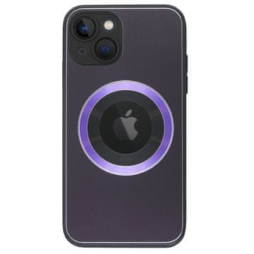 GS Ovitek MagSafe za iPhone 14, luknja za Apple logotip, vijoličen