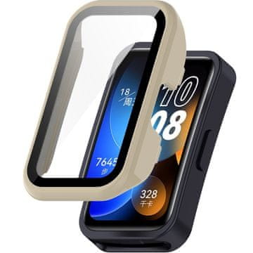 GS Ovitek 2 v 1 + kaljeno steklo za Huawei Band 8 / Huawei Band 9 / Huawei Band 10, bež