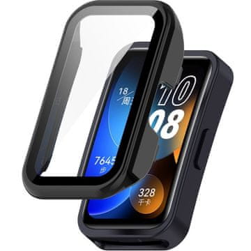 GS Ovitek 2 v 1 + kaljeno steklo za Huawei Band 8 / Huawei Band 9 / Huawei Band 10, črn
