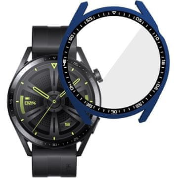 GS Ovitek 2 v 1 + kaljeno steklo za Huawei Watch GT 3 46 mm, temno moder