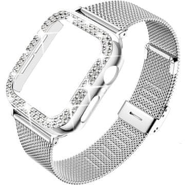 GS Zapestnica + ohišje z diamanti za Apple Watch 4/5/6/SE 40mm, srebrna