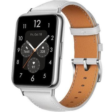 GS Usnjen pašček za Huawei Watch Fit 2, s šivi, bel