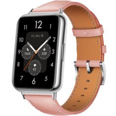 GS Usnjen pašček za Huawei Watch Fit 2, s šivi, roza