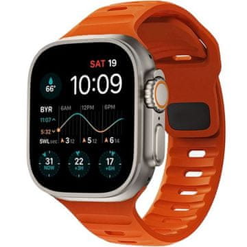 GS Silikonski pašček za Apple Watch 1/2/3/4/5/6/7/8/9/10/11/SE Ultra 1/2/3 42/44/45/46/49 mm, oranžen
