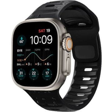 GS Silikonski pašček za Apple Watch 1/2/3/4/5/6/7/8/9/10/11/SE Ultra 1/2/3 42/44/45/46/49 mm, črne barve
