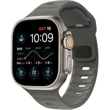 GS Silikonski pašček za Apple Watch 1/2/3/4/5/6/7/8/9/10/11/SE Ultra 1/2/3 42/44/45/46/49 mm, temno siv