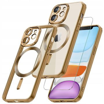GS Ovitek za iPhone 11, Electro MagSafe, zlat + zaščita za zaslon