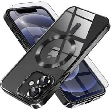 GS Ovitek za iPhone 12, Electro MagSafe, črn + zaščita za zaslon