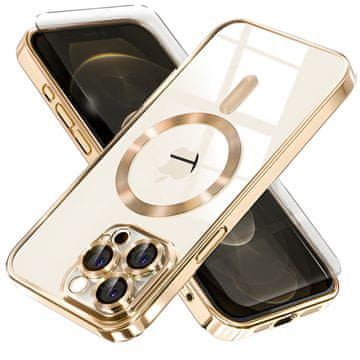 GS Ovitek za iPhone 12 Pro, Electro MagSafe, zlat + zaščita za zaslon