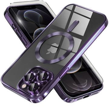 GS Ovitek za iPhone 12 Pro, Electro MagSafe, vijoličen + zaščita za zaslon