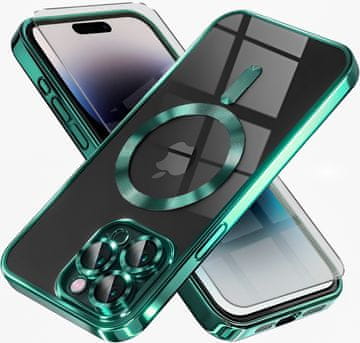 GS Ovitek za iPhone 14 Pro, Electro MagSafe, zelen + zaščita za zaslon