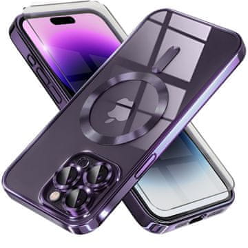 GS Ovitek za iPhone 14 Pro Max, Electro MagSafe, vijoličen + zaščita za zaslon