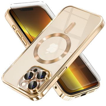 GS Ovitek za iPhone 13 Pro, Electro MagSafe, zlat + zaščita za zaslon