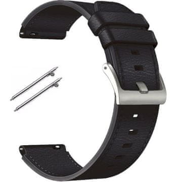GS Univerzalni usnjen pašček 22 mm, zrnata tekstura, črne barve