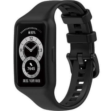 GS Silikonski pašček z etuijem za Huawei Band 6, črne barve