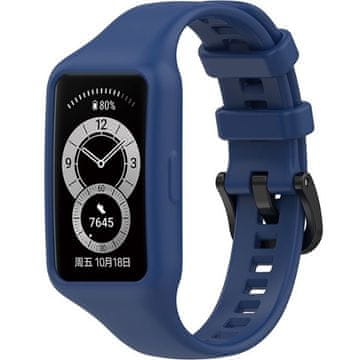 GS Silikonski pašček z etuijem za Huawei Band 6, temno moder
