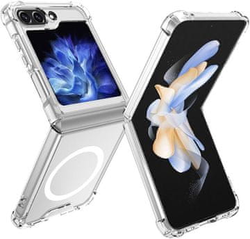 GS Ovitek za Samsung Galaxy Z Flip5 5G z MagSafe, odporen proti padcem, magnetni, prozoren