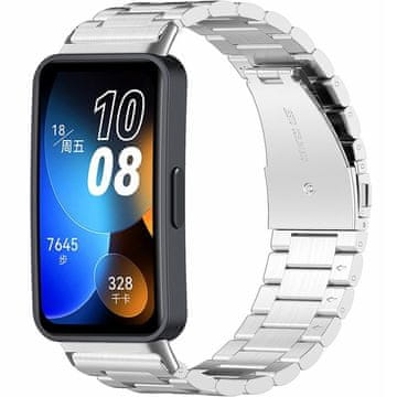 GS Jeklena zapestnica za Huawei Band 8 / Huawei Band 9 / Huawei Band 10, srebrna