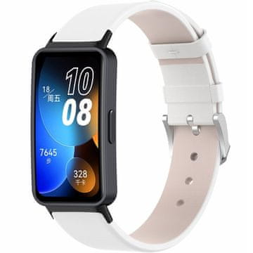 GS Usnjen pašček za Huawei Band 8 / Huawei Band 9 / Huawei Band 10, bel