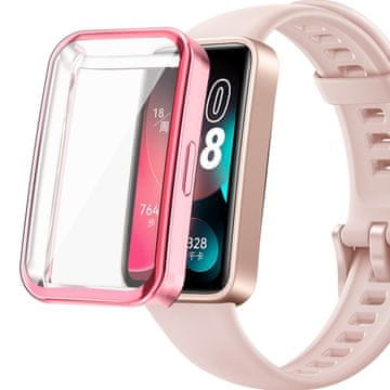 GS Ovitek 2 v 1 s silikonskim ovitkom za Huawei Band 8 / Huawei Band 9 / Huawei Band 10, roza