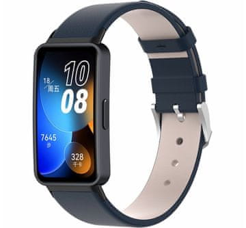 GS Usnjen pašček za Huawei Band 8 / Huawei Band 9 / Huawei Band 10, temno moder