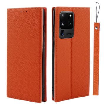 GS Usnjen ovitek za Samsung Galaxy S20 Ultra, ERBORD zrnato usnje, oranžen