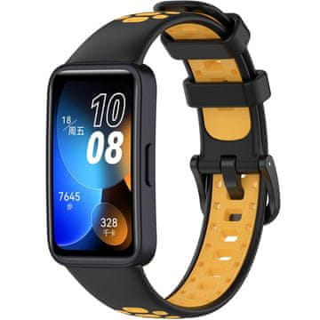 GS Silikonski pašček za Huawei Band 8 / Huawei Band 9 / Huawei Band 10, črn / rumen