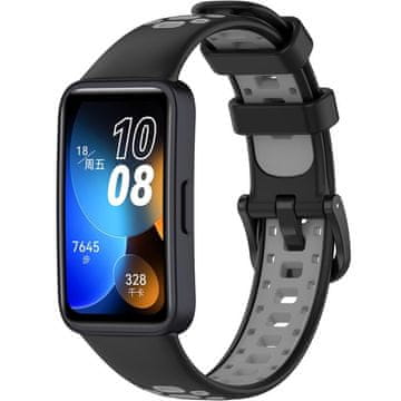 GS Silikonski pašček za Huawei Band 8 / Huawei Band 9 / Huawei Band 10, črn / siv