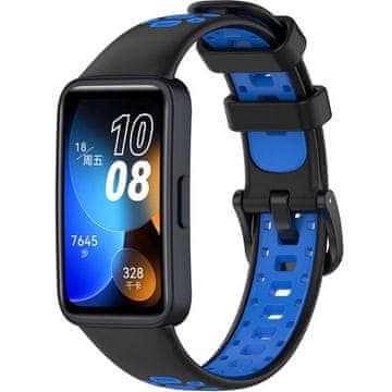 GS Silikonski pašček za Huawei Band 8 / Huawei Band 9 / Huawei Band 10, črn / moder