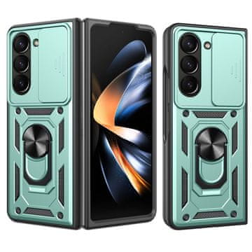 GS Oklepni ovitek za Samsung Galaxy Z Fold5 5G, CamShield Slide, zelen