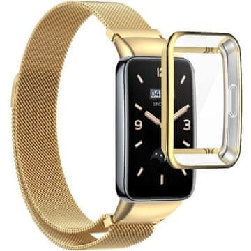 GS Zapestnica + ovitek z zaščitnim ovitko za zaslon za Xiaomi Mi Band 7 Pro, zlata