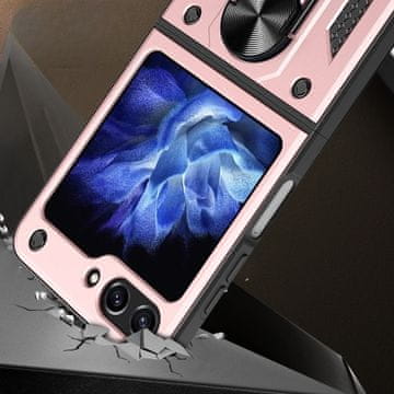GS Oklepni ovitek za Samsung Galaxy Z Flip5 5G, Nox Case Ring, roza zlat