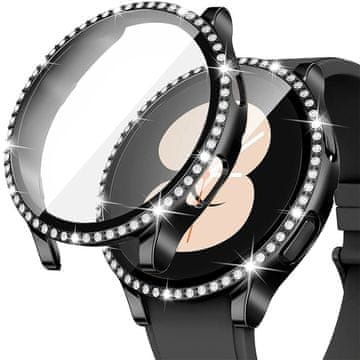 GS Ovitek 2 v 1 + kaljeno steklo za Samsung Galaxy Watch 6 40 mm, črn