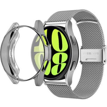 GS Zapestnica + ovitek z zaščitnim ovitko za Samsung Galaxy Watch 6 44mm, srebrna